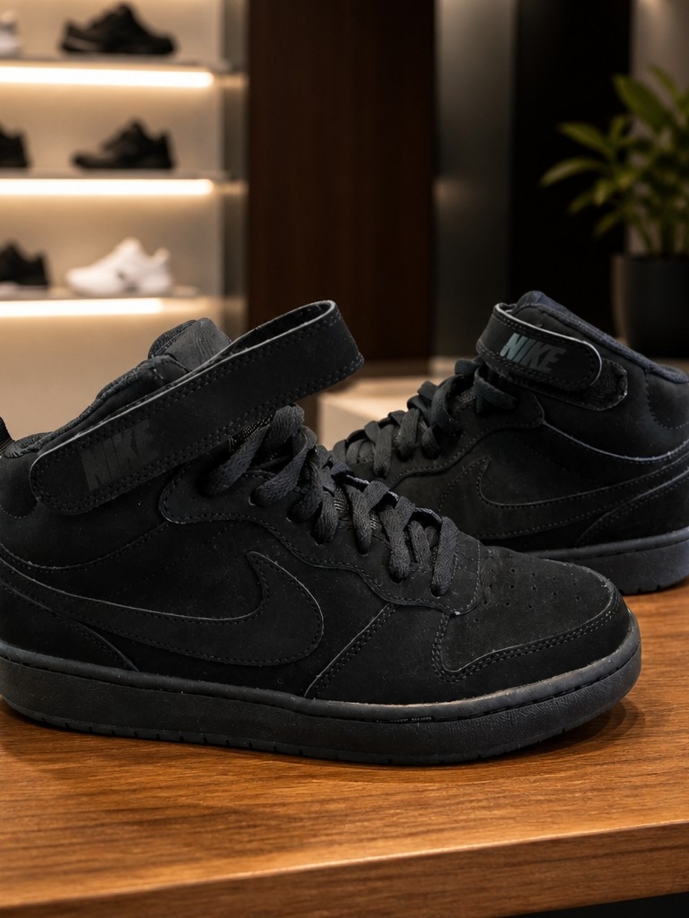Nike Court Borough Mid 2 GS Triple Black Sneakers CW5867-001 Size 7Y